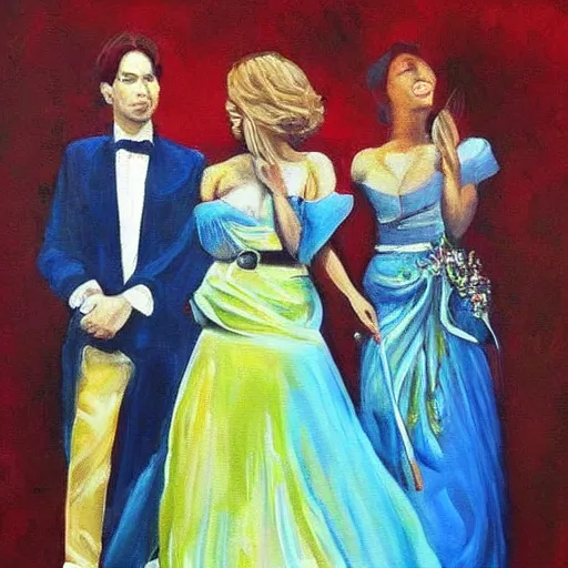 Image similar to a beautiful painting. Prince is jealous of twin sisters.