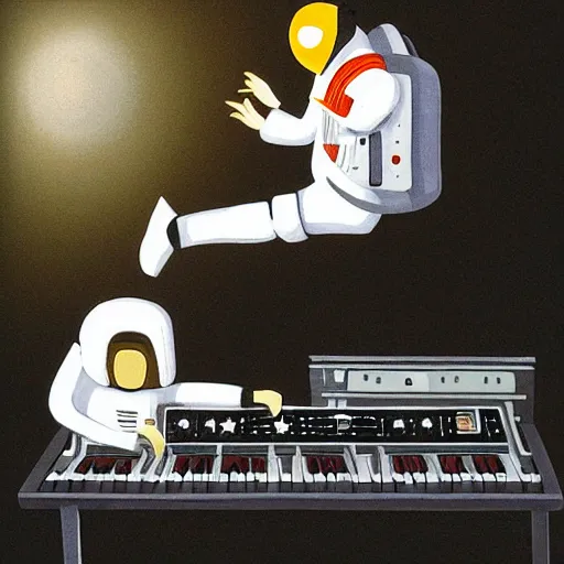 Image similar to astronaut playing keyboard by pascal blanche