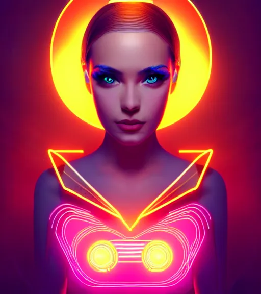 Image similar to symmetry!! latin princess of technology, solid cube of light, hard edges, product render retro - futuristic poster scifi, lasers and neon circuits, beautiful woman latin princess, intricate, elegant, highly detailed, digital painting, artstation, concept art, smooth, sharp focus, illustration, dreamlike, art by artgerm