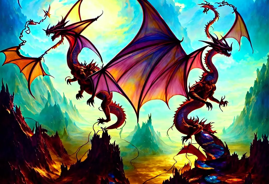 cyber dragon colorful, fantasy, intricate, highly, Stable Diffusion