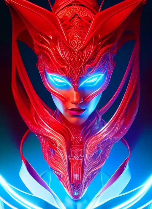 Image similar to symmetry!! tron portrait of a red dragon priestess, flamboyant, fantasy, intricate, highly detailed, dynamic lighting, digital art, digital painting, artstation, terence nielsen, sharp focus, illustration, art by artgerm and greg rutkowski and moebius, 8 k