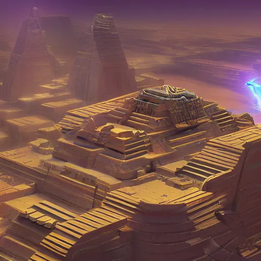 Prompt: a scene of a beautiful intricate epic futuristic pharaoh city with a cyber sphynx and hovering chariots taken from a distance, minimalist, cinematic lighting