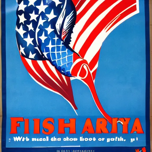 Image similar to usa propaganda poster, a fish.