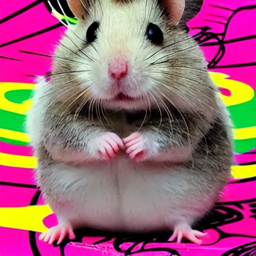 Image similar to a hamster wearing versace. model photography