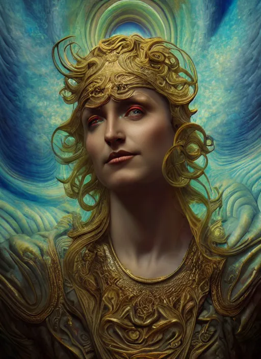 Image similar to roman emperor, wax art nouveau swirls, subsurface scattering, in the style of tomasz alen kopera and fenghua zhong and peter mohrbacher, mystical colors, rim light, beautiful lighting, 8 k, stunning scene, raytracing, octane render, trending on artstation