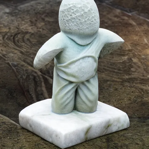 Prompt: marble statue of patrick star from the tv show spongebob