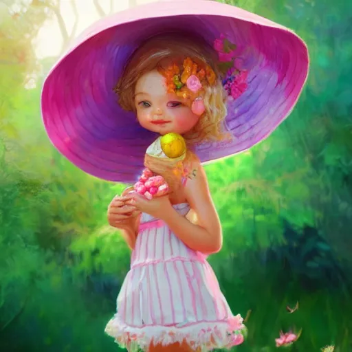 Image similar to A beautiful portrait of an anthropomorphic pig wearing a sunhat and a sundress, cute, adorable, summer, garden, vivid colors , by Stanley Artgerm Lau, WLOP, Rossdraws, James Jean, Andrei Riabovitchev, Marc Simonetti, and Sakimichan, tranding on artstation