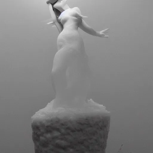 Image similar to B&W 35mm award winning photo - Ice Sculpture of Venus - Light from Above