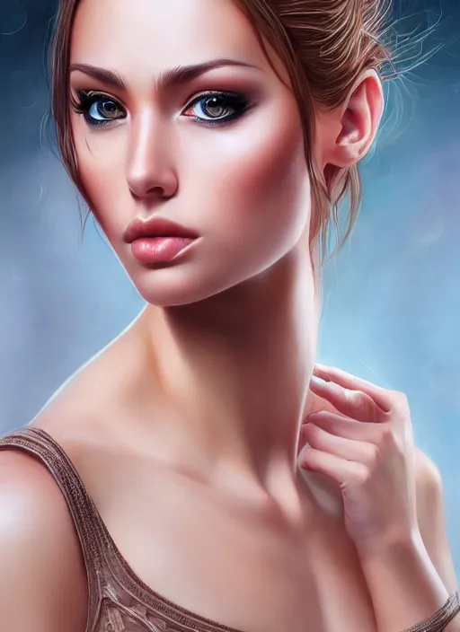 Image similar to a gorgeous female photo, realistic, smooth face, perfect eyes, symmetrical, full body shot, wide angle, sharp focus, 8 k high definition, insanely detailed, intricate, elegant, art by artgerm