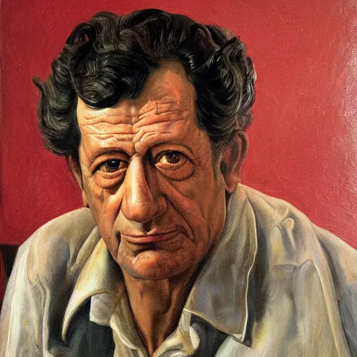 Image similar to portrait of joaquim de almeida, painting by paula rego, high detail, high resolution