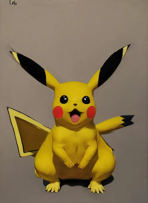 Image similar to Real life Pikachu, painted by Lucian Freud, highly detailed, 8k