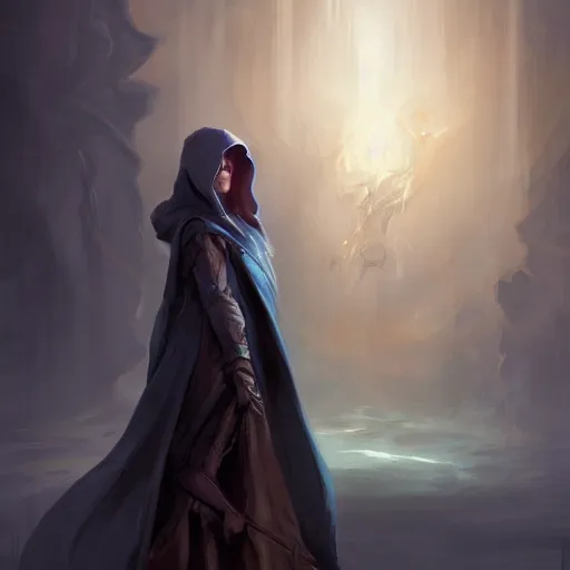 Prompt: hooded priestess of cthulhu, by charlie bowater, peter mohrbacher, loish, trending on artstation, concept art