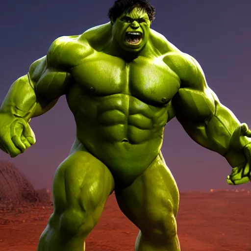 Prompt: mark rufalo as hulk, render, octane render,