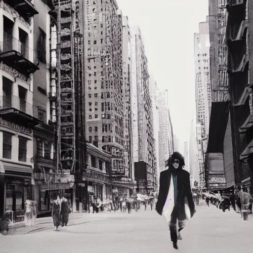 Prompt: John Lennon walking down a street in new York, hyper realistic, HD, HQ, photo realistic