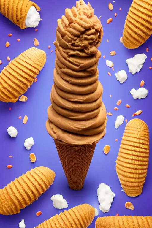 Image similar to 📷 conan o'brien the ice - cream cone 🍦, made of food, still image, dynamic lighting, 4 k