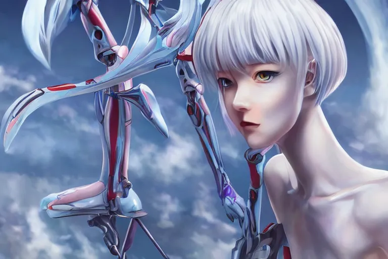 Image similar to A beautiful image of rei ayanami from neon evangelion ,D&D, fantasy, highly detailed, digital art, artstation, smooth, sharp focus, fantasy illustration, art by Peter Tang and artgem and Alina Ivanchenko and Hirokazu Yokohara and Kago Shintaro