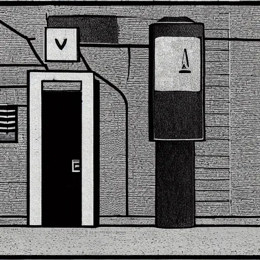 Prompt: graphite illustration of non-euclidean geometry byzantine cyberpunk street corner, surreal grunge