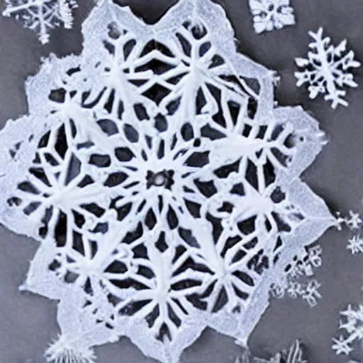 Prompt: silk snowflakes forming a pretty face