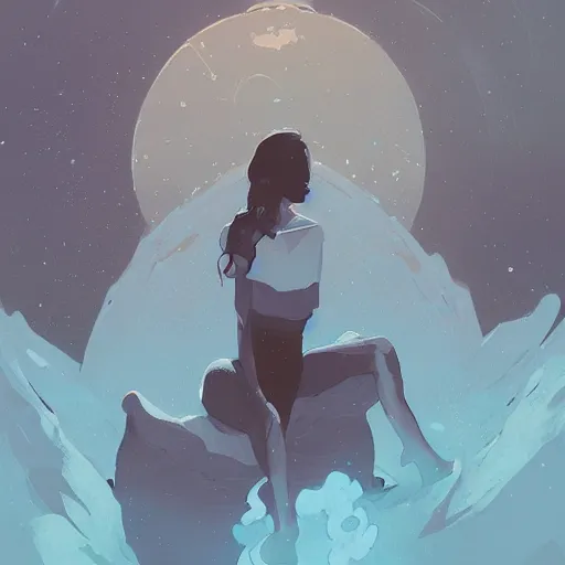 Image similar to a dying star by atey ghailan, by greg rutkowski, by greg tocchini, by james gilleard, by joe fenton, by kaethe butcher, dynamic lighting, gradient light blue, brown, blonde cream and white color scheme, grunge aesthetic