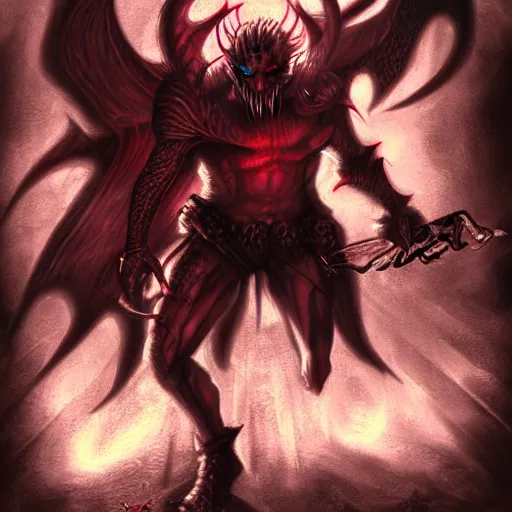 Image similar to a demon in the style of DiabloII fanart, detailed, 4k