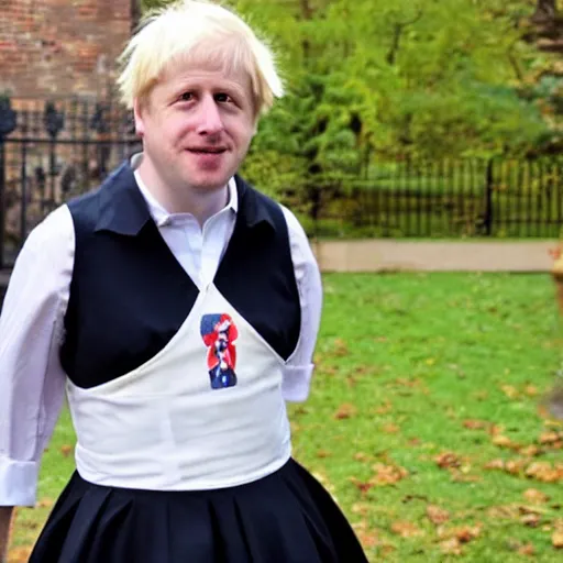 Image similar to a maid costume worn by boris johnson