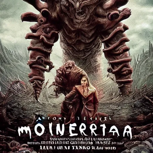 Image similar to A monster made by Guillermo del Toro movie scene