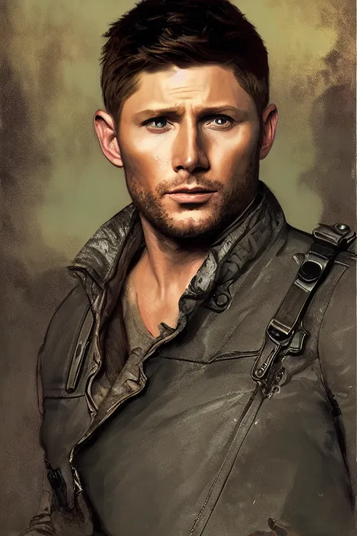 Image similar to a detailed matte portrait of an jensen ackles dressed as has solo, masterpiece, 8 k, art by alphonse mucha and greg rutkowski