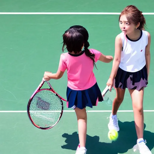 Image similar to two anime girls playing tennis