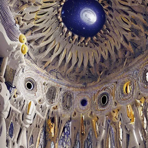 Prompt: Liminal space in outer space by Antoni Gaudí