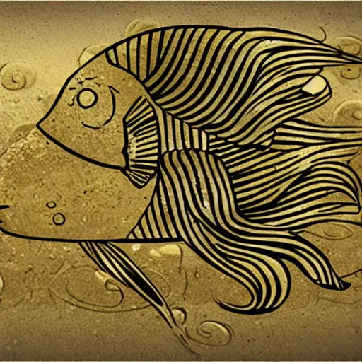 Image similar to esteemed ancient fish golden, anime style