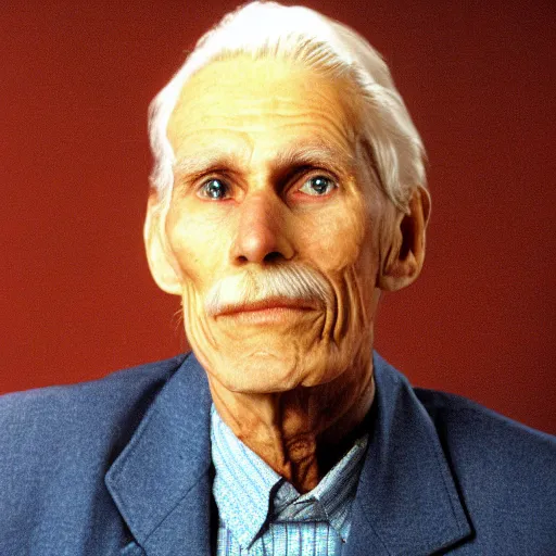 Image similar to A photograph portrait of old Jerma985 in his eighties who looks like Jerma985 wearing a blazer in the 1990s, Jerma985, looks like Jerma985, taken in the early 1990s, taken on a 1990s Camera, realistic, hyperrealistic, very realistic, highly detailed, very detailed, extremely detailed, detailed, digital art, trending on artstation, headshot and bodyshot