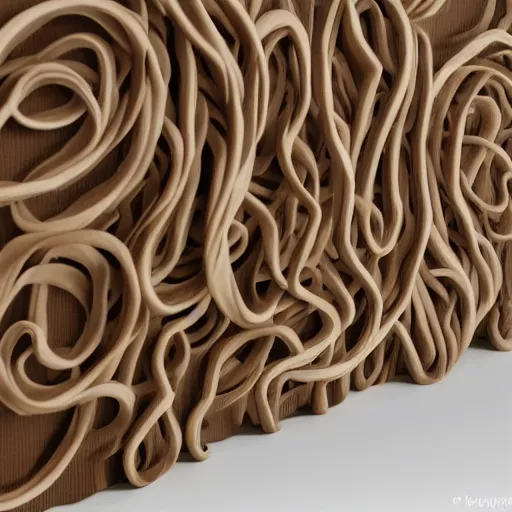 Image similar to tentacles made of brown corrugated cardboard, cut out of cardboard, realistic photography, fantasy