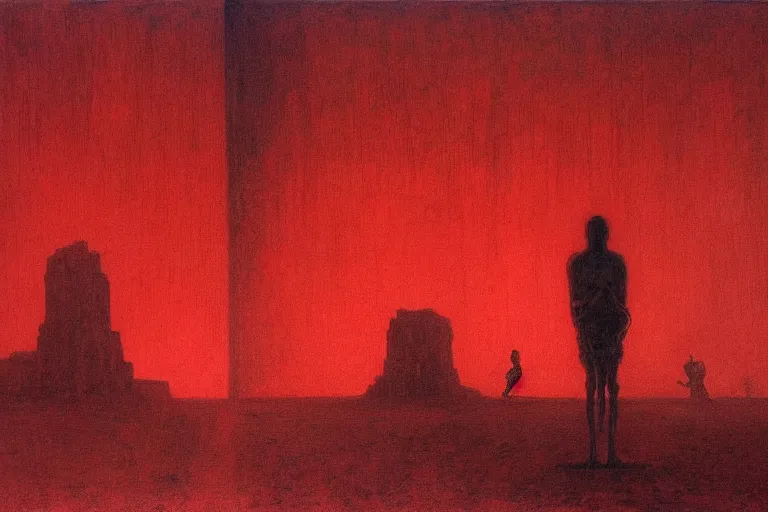 Image similar to only with red, caesar after war, the great deal, a red tiger, in hoc signo vinces, rome in background, an ancient path, in the style of beksinski, part by hopper, part by rodcenko, part by hofbauer, intricate composition, red by caravaggio, insanely quality, highly detailed, masterpiece, red light, artstation