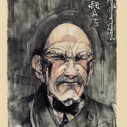 Prompt: old man, by yoshitaka amano,