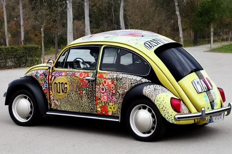 Image similar to gustav klimt vw beetle