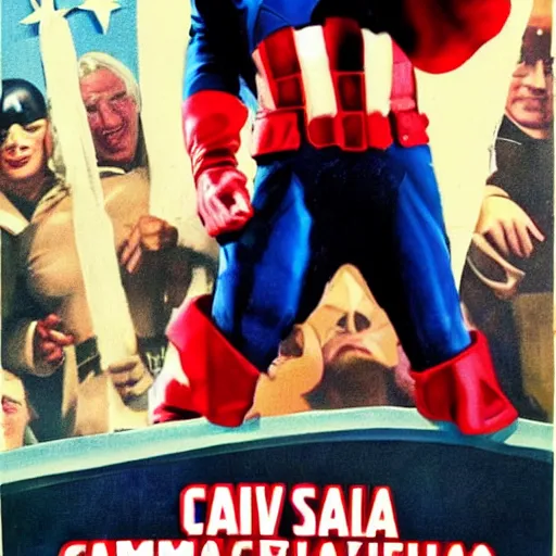 Prompt: Film Poster of Jimmy Saville as Captain America