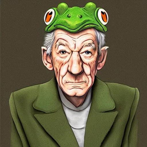 Image similar to a portrait of ian mckellen in the style of frog and toad