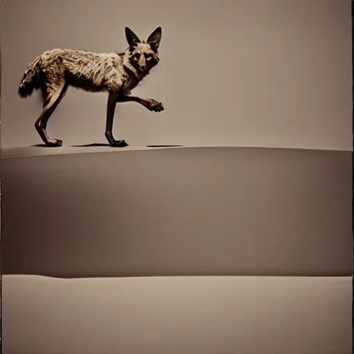 Prompt: dmigor pathways fantasy core desert with coyote “ irving penn ”