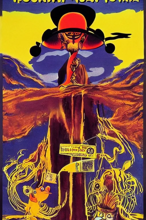 Image similar to poster for the 1 9 7 1 movie'formosa ', directed by federico fellini, starring donald sutherland and uncle aloysius, poster by ed roth and basil wolverton ), crisp