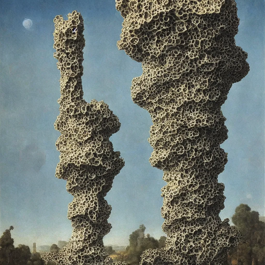 Prompt: a single colorful! ( lovecraftian ) fungus brutalist tower white! clear empty sky, a high contrast!! ultradetailed photorealistic painting by jan van eyck, audubon, rene magritte, agnes pelton, max ernst, walton ford, andreas achenbach, ernst haeckel, hard lighting, masterpiece