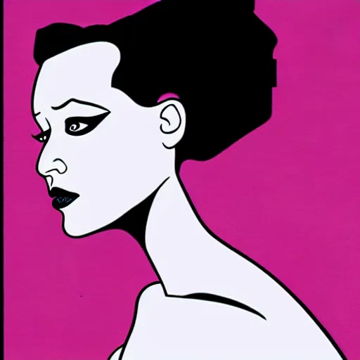 Image similar to jennifer lawrence as the bride of frankenstein, patrick nagel art style