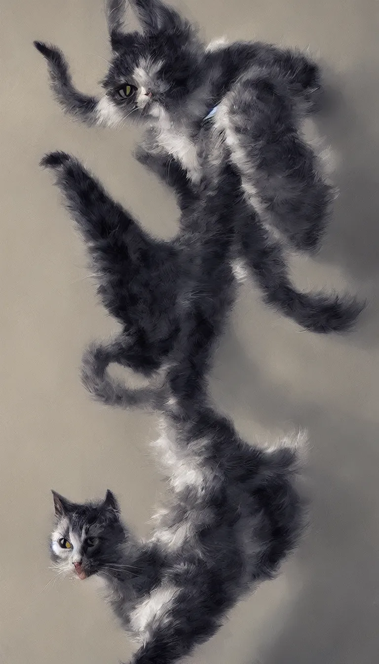 Prompt: long vertical cat, artwork by wlop, beelpe, artsation