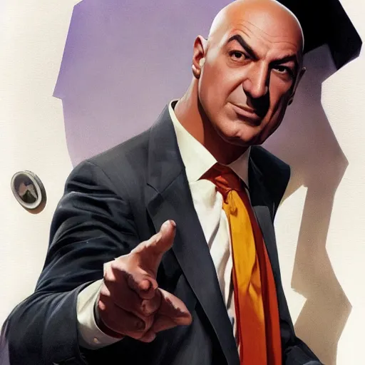 Prompt: portrait of telly savalas as lex luthor. portrait, concept art, sharp focus, smooth, artstation, by alex ross, by huang guangjian and gil elvgren and sachin teng