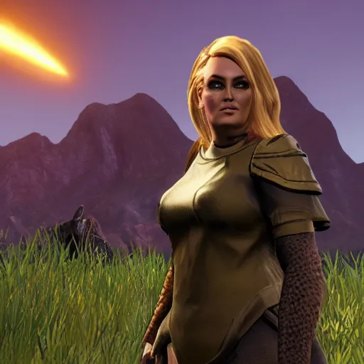 Image similar to an in-game screenshot of Adele as a character in Ark Survival Evolved