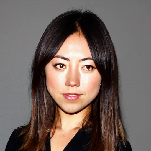 Image similar to portrait karen fukuhara aubrey plaza bald neutral expression face straight on headshot even lighting texture character creator 4