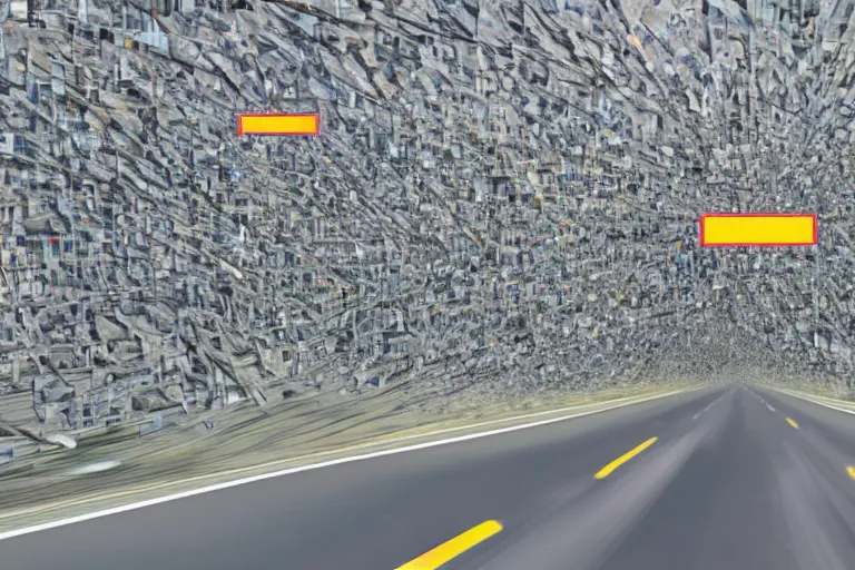 Image similar to a high-detailed picture from the inside of a driving autonomous car without people driving in a city, 8k, photo-realistic, published in a scientific journal