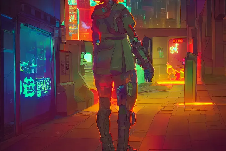 Prompt: cyberpunk ginger cat in the city, neon backlighting, digital art, trending on artstation, fanart, by kawacy