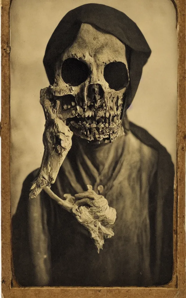 Image similar to portrait of a undead person with a beak, daguerreotype, studio lighting, hyperrealistic, ultra detailed