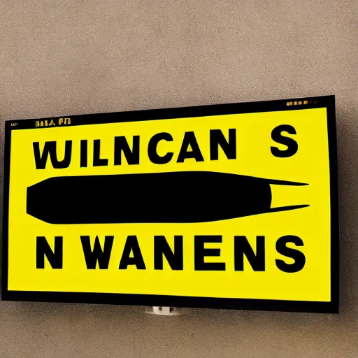 Prompt: a yellow with black edges and letters nuclear missile warning sign in front of a nuclear missile explosion, award winning photography, 8k