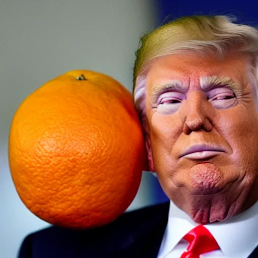 Image similar to donald trump with an orange fruit head